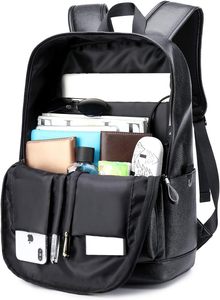 Mochila para ordenador portátil de cuero negro al por mayor para hombres, mujeres, viajes de trabajo, mochila escolar ligera, mochila para estudiantes universitarios - Product Image 6