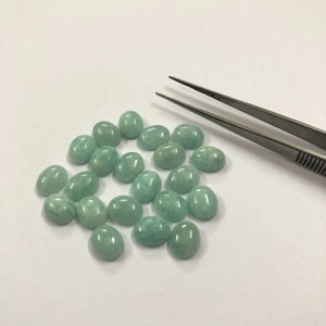 Pierre précieuse ovale lisse à dos plat en amazonite verte bleue naturelle de 8 mm 10 mm, cabochon en vrac provenant du fabricant au prix de gros d'usine - Product Image 1