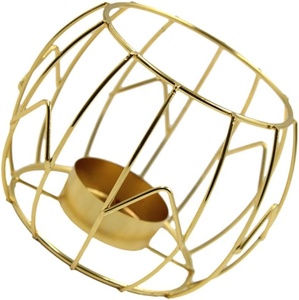 Bougeoir Design Merveilleux Cadre en fil métallique géométrique Pilier doré Bougeoirs pour la décoration d'éclairage intérieur et extérieur - Product Image 1