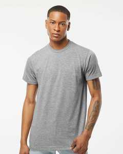 Tultex-Camiseta de calle urbana para hombre, respetuosa con el medio ambiente, gris jaspeado, hecha de algodón orgánico y poliéster reciclado - Product Image 2