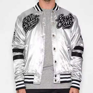 Veste bomber en satin pour homme, style équipe de baseball, boutons-pression, matelassée, streetwear d'hiver, vêtements d'extérieur - Product Image 6