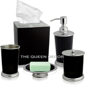 Pulido brillante de metal de acero inoxidable con fregona Juegos de baño de 6 Colección de nácar de Venta caliente - Product Image 5