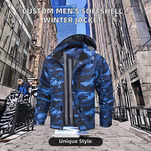 Veste d'hiver en softshell en nylon à col personnalisé de style streetwear pour homme Fermeture éclair sur le devant Logo respirant Écologique - Product Image 2