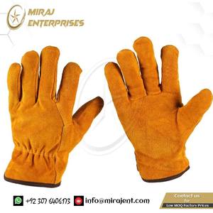 1 par de guantes de cuero de vaca, guantes de trabajo duraderos para hombres y mujeres, protección de manos, guantes de cuero para soldar de Pakistán - Product Image 4