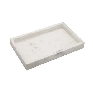 Luxurious Customized White Marble <b>Stone</b> Food Serving Tray With Metal Handle Handmade for Decorative Serving Tray - Product Image 4