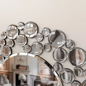 Espejo de pared redondo con marco de lujo de Metal diseño moderno decorativo montado colgante espejo grande pared decoración del hogar sala de estar - Product Image 3