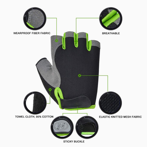 Gants de fitness demi-doigts imperméables en PU pour hommes et femmes, antidérapants, rembourrés, pour la musculation, avec enveloppement de poignet pour l'entraînement - Product Image 2