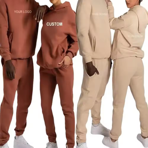 Ensemble pantalon de survêtement et sweat à capuche unisexe personnalisé 500 Gsm Survêtement vierge d'hiver Coupe-vent Baggy Survêtement évasé pour hommes - Product Image 4