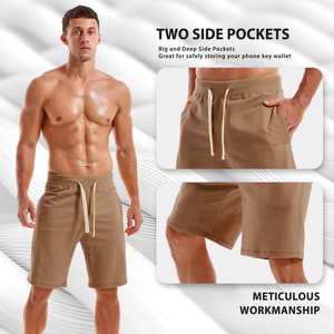 Pantalones Cortos Deportivos de Verano Personalizados para Hombre, Talla 6XL, Estilo Urbano, Tela de Algodón y Felpa, Malla, para Correr, Casuales, Diseño Sólido con Logotipo, Deportes de Verano - Product Image 3