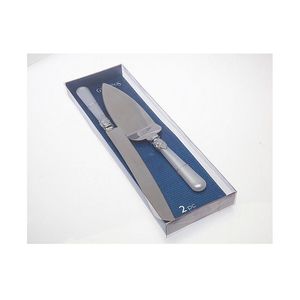 Juego de 2 piezas Godinger de cuchillo y espátula largos para servir pastel de boda con perlas, tamaño personalizado, para vajilla - Product Image 1