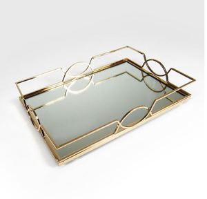 <b>Rectangle</b> Metal <b>Mirror</b> Gold Decorative Tray Usage Home Hotel Restaurant Bar Kitchenware Table Decor Made in India Wholesale 2023 - Product Image 4