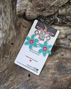 Pendientes de cuentas bohemias con flecos en cascada Andy de diseño turquesa, regalo de joyería único - Product Image 3