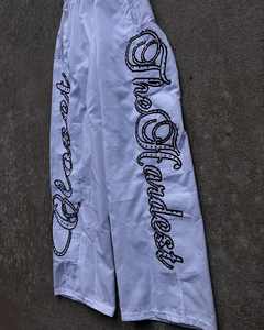 Wholesale Custom High Quality Lightweight Breathable Nylon <b>Fabric</b> Elastic Waist Gem Stones Pants Front Street Style Embroidered - Product Image 5