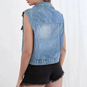 Gilet en jean décontracté à la mode, nouveau design, grande taille, coton respirant, confortable, multi-poches, vintage pour hommes - Product Image 6