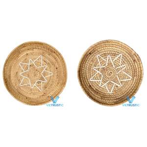 Assiette murale en paille de jacinthe d'eau Art déco Vietrustic pour le salon et la décoration d'anniversaire - Product Image 5