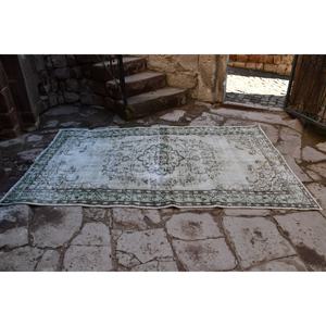 Alfombra Vintage turca de área grande clásica verde Beige 5,4x8,8 pies lana látex Patchwork para adolescentes alfombra rectangular para habitación de pasillo - Product Image 4