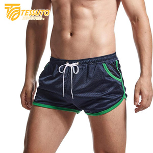 Haute qualité hommes et femmes Gym Fitness athlétique Shorts de course séchage rapide respirant maille rayé fermeture éclair poches plaine teint - Product Image 4