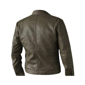 2025 <b>Men's</b> Casual Cow Skin PU Leather <b>Jacket</b> with Stand Collar Zip-up <b>Long</b> Sleeves High Quality Winter OEM <b>jacket</b> for <b>men</b> - Product Image 4