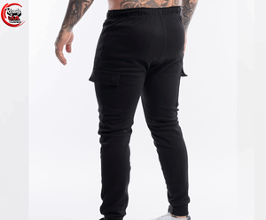 Pantalones Acampanados Personalizados de Cintura Media, 440 GSM, Cintura Elástica, Estilo Urbano, Pantalones Deportivos para Hombre, Tela de Lona, Corte Holgado y Pierna Ancha - Product Image 2