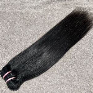 Cheveux indiens Remy non traités 12A, lisses naturels, noirs, double trame machine, 100g, Inde - Product Image 5