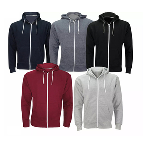 Meilleure vente 100% sweat à capuche zippé en molleton de coton pour hommes surdimensionné à manches longues teint uni pour l'hiver - Product Image 1