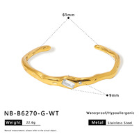 Bracelet jonc texturé en acier inoxydable plaqué or 18 carats, manchette minimaliste anti-ternissement pour usage quotidien, bijou de bureau, cadeau