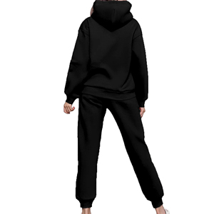 Conjunto Deportivo de Dos Piezas para Mujer, Estilo Informal, 100% Algodón de Primera Calidad, Color Liso, Holgado, Transpirable - Product Image 3