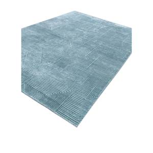 Tapis en laine et soie de bambou noué à la main bleu azalée, motif géométrique abstrait, pour la maison, le couloir, rectangulaire, patchwork AIWB-3061 pour adolescents - Product Image 2