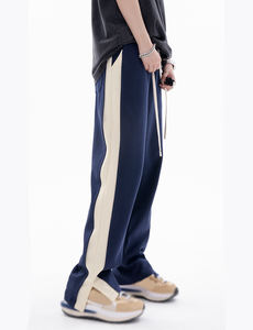 Tout nouveau automne hiver léger décontracté hommes jambe large pantalon de survêtement droit 100% coton - Product Image 2