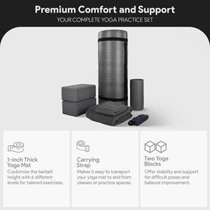 Set Yoga Grigio 7 Pezzi BalanceFrom, Accessori Fitness Inclusi Tappetino, Cinghia Elastica e Ginocchiere - Product Image 2