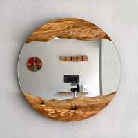 Elegante moderne metalen & houten draagbare wandspiegel voor slaapkamer en badkamer