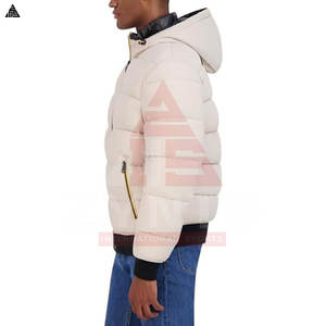 Vestes d'hiver matelassées en duvet pour homme, en nylon noir à capuche, avec logo personnalisé, vente en gros, lumière extérieure chaude, canard - Product Image 5