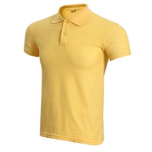 <b>Men's</b> <b>Yellow</b> Short Sleeve Cotton Pique Polo <b>Shirt</b> Regular Fit Solid Color Casual Knitted Style Summer Wear <b>Men's</b> Polo <b>Shirts</b> - Product Image 2
