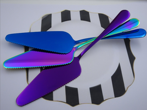 Juego de cuchillos y servidores de pastel de Color arcoíris de Metal de calidad superior para boda, restaurante, fiesta, uso al mejor precio - Product Image 4