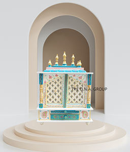 Pooja Mandir de madera de alta calidad hecho a mano para adoración hindú Mandir colgante de pared para regalos de boda y Diwali - Product Image 1