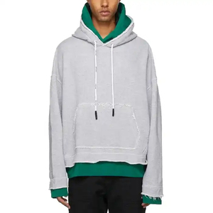 Sweat à capuche oversize à coupe ample, style personnalisé, nouveau style, 450 GSM, 100% coton molletonné, doublé, lavé, effet délavé, coupe courte pour homme - Product Image 5