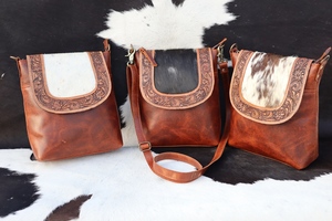 Sacs à bandoulière en cuir de vachette de style occidental, sac à bandoulière en cuir véritable de haute qualité à la mode pour femmes - Product Image 5