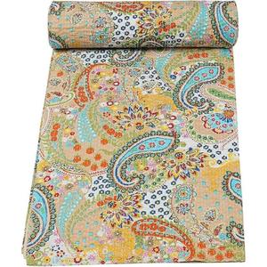 Kantha couette indienne bohème Vintage ensemble de literie couverture en coton faite à la main Beige brodé maison & hôtel lavable 100% coton - Product Image 2