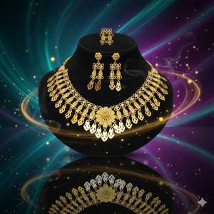 Conjunto de Gargantilla de Latón y Cobre Chapado en Oro de Diseño para Mujer, Joyería Elegante, Construcción Duradera, Elección Perfecta para Bodas - Product Image 2