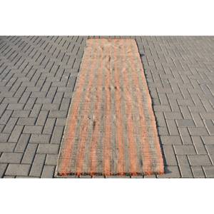 Alfombra de lana gris naranja clásica 2,9 X 8.3ft Diseño turco vintage Patchwork Rectángulo Sala de estar Alfombra Látex Nueva alfombra Pasillo - Product Image 1