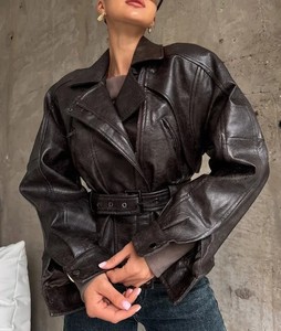 Chaquetas de Invierno Elegantes para Mujer al por Mayor, Chaquetas de Cuero Genuino Elegantes OEM, Chaqueta de Cuero Real de Moda Hip Hop - Product Image 1