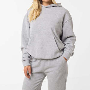 Chándal de manga larga para mujer, chándal de lana de algodón 100% ajustado negro liso, jersey con estampado personalizado, chándal deportivo para mujer - Product Image 3