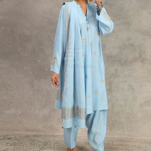 Conjunto de Ropa de Invierno de Algodón/Poliéster para Mujer, Conjunto de 3 Piezas de Diseño Pakistaní, Shalwar Kameez con Dupatta - Product Image 5