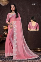 Sari en Georgette Douce et Élégante avec Broderies Lakhnavi Exquises – Tenue Ethnique Indienne et Pakistanaise pour Fêtes