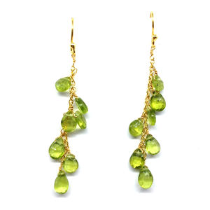 Pendientes de piedras preciosas para mujer, de Plata de Ley 925 chapada en oro, Peridoto, joyería fina, aretes de gota - Product Image 4