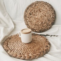 Set de table en jacinthe d'eau, tressé à la main, en fibre écologique, avec sous-plat décoratif