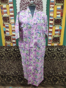 Hermoso Kimono Floral de algodón Bloque de mano Impreso Bata larga Mujer Bata de algodón ligero Albornoz Ropa de dormir - Product Image 2