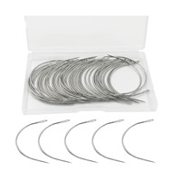 Aiguilles courbées en acier inoxydable de haute qualité en forme de C pour extensions de cheveux, outils de tissage et de couture, extensions de trame et perruques