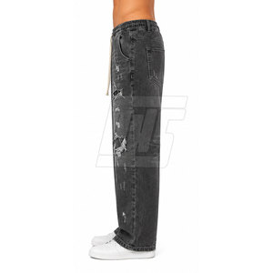 Pantalon déchiré délavé pour homme, coupe décontractée, coton, style streetwear, bas de tenue tendance - Product Image 5