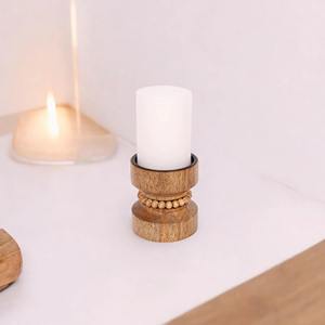 Bougeoir en bois à six colonnes, idéal pour la décoration intérieure, centre de table et éclairage festif, fabriqué à la main en Inde - Product Image 6